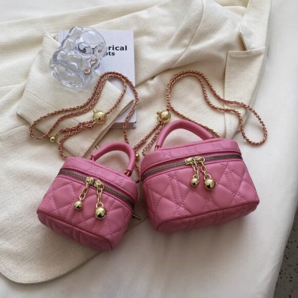 Pink Chic Mini Top Handle Quilted Chain Bag - Picture 5 of 5